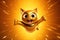 Super Paws Unleashed: A 3D-Generated Cat\\\'s Heroic Transformation on Golden Gradient Background