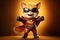 Super Paws Unleashed: A 3D-Generated Cat\\\'s Heroic Transformation on Golden Gradient Background