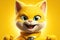 Super Paws Unleashed: A 3D-Generated Cat\\\'s Heroic Transformation on Yellow Gradient Background