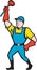 Super Plumber Wielding Plunger Cartoon