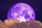 super purple Beaver Moon back dark heap cloud on the night sky