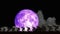 Super purple moon back on night sky and blur dark cloud moving pass on roof