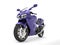 Super purple sports motor bike - front wheel closeup shot