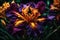 Super realistic iris flower in deep rich and vibrant background. ai generative