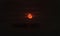 Super red moon in night time, dark light sky, close up