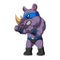 The super rhino with boxing pose and wearing blue mask