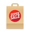 Super sale concept. Craft paper shopping bag