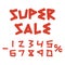 Super sale and percent numbers brush strokes lettering