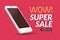 Super sale phone banner. Mobile clearance sale discount poster. Smartphone sale. Marketing special offer promotion