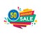 Super sale - vector creative banner illustration. Abstract concept discount 50% promotion layout on white background. Sticker.