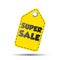 Super sale yellow hang tag. Vector illustration