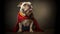 Super Sidekick Bulldog dog in a Superhero Cape. Generative AI