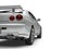 Super silver urban sports car - top back view cut shot