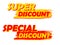 Super and special discount, yellow and red drawn labels