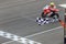 Super sport motorcycle crossing the finish line