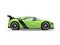 Super sports car - metallic lime green - side view