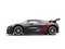 Super sports car - slate gray with metallic cherry red side panels and rear wing - beauty shot
