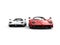 Super sports cars - spartan red and ghost white - front view