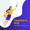 Super teacher flying vector illustration for happy teacher`s day background poster concept with modern flat style graphic design