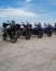 Super Tenere motorcycles  parking together on the beach sand