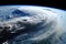 Super Typhoon, tropical storm, cyclone, hurricane, tornado, over ocean. Weather background. Typhoon,  storm, windstorm, superstorm