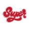 Super. Vector handwritten lettering made in old school style isolated.