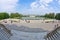 Super wide angle cityscape view of Vienna from Gloriette at Schoenbrunn palace