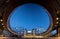 Super wide angle panorama of European Parliament building in Brussels (Bruxelles), Belgium, by night