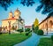 Superb morning view of Reunification Cathedral, Fortified churches inside Alba Carolina Fortress. Stunning summer scene of Transyl