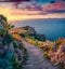 Superb spring dawn on Milazzo cape with olf staircase.