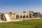 Superbly preserved ancient arched ceiling of stalls. National park Caesarea on the