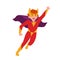 Superboy, superchild or secret super agent standing in powerful posture. Boy wearing mask, bodysuit and cape. Brave and