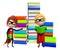 Superboy and Supergirl with Book stack