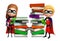 Superboy and Supergirl with Book stack School bag