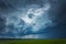 Supercell storm clouds with intense tropic rain