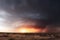 Supercell storm clouds at sunset