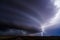 Supercell thunderstorm and lightning bolt