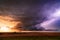 Supercell thunderstorm with lightning and storm clouds