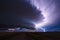 Supercell thunderstorm with lightning strike