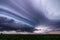 Supercell thunderstorm and stormy sky