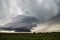 A supercell thunderstorm updraft spirals high into the sky of eastern Colorado in this eerie scene.