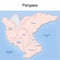 Supercontinent Pangaea with modern continental borders, Superocean Panthalassa, and Paleo-Tethys Ocean