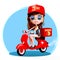 SuperCuteToons - Pizza delivery girl, 3D illustration