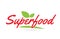 Superfood hand written word text for typography design in red