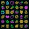 Superfood icons set vector neon