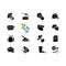 Superfoods variety black glyph icons set on white space