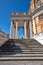 Superga basilica empty staircase and columns in a sunny summer day in Turin, Italy