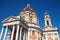 Superga basilica on Turin hills in a sunny day in Italy, low angle view