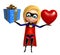 Supergirl with Gift box and Heart
