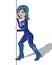 Supergirl superhero woman in blue advertising cartoon drawing